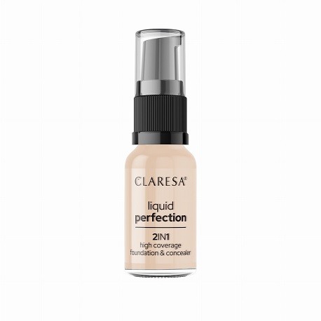 Claresa LIQUID PERFECTION 2 In 1 High Coverage Foundation & Concealer No 102 Warm Medium (18g)