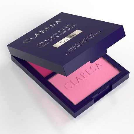 CLARESA Duo Palette Creamy & Pressed Blush 01 Awesome Blossom (8.5g) Long-Lasting Cheek Color