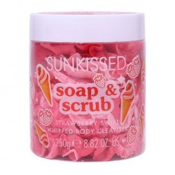 Sunkissed Soap & Scrub Whipped Body Cleanser Strawberry Swirl Scent 250g