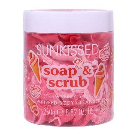 Sunkissed Soap & Scrub Whipped Body Cleanser Strawberry Swirl Scent 250g