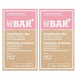 LOVEBAR Conditioner Bar Repair & Nourish (Dry & Damaged Hair) Argan Oil & Ginger (2 x 30g)